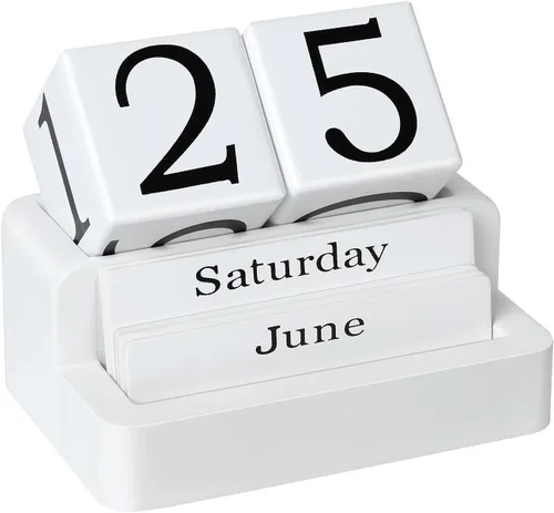 Miniatura 9 de Calendario de Bloques de Madera para Escritorio, Calendario de Escritorio Perpetuo Diario, Accesorios de Escritorio de Estética Moderna de Granja