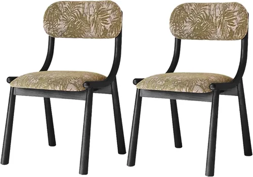 Miniatura 15 de Rustic Fabric Dining Room Chairs, Kitchen Chair with Backrest, Dining Chairs Lobby Chair Set for French Country Farmhouse Kitchen Home Brown+black