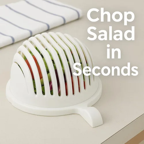 Miniatura 4 de Cortador de ensaladas rápido, cortador de ensalada, dados rápidamente frutas y verduras, comidas saludables sin BPA y ensaladas en minutos, Blanco