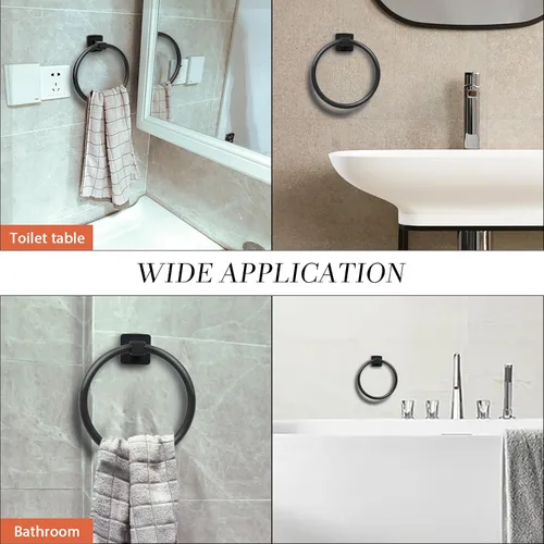 Miniatura 4 de Toallero para pared de baño, toallero negro mate, toallero de mano de acero inoxidable resistente para baño, cocina (negro)
