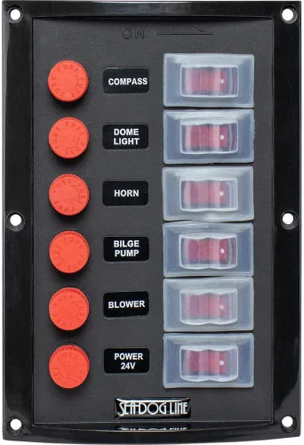 Sea-Dog Panel de interruptores de protección contra salpicaduras vertical - 6 interruptores
