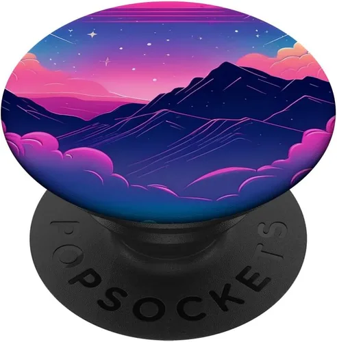 Miniatura 6 de Colorful Vaporwave Landscape Synthwave PopSockets MagSafe PopGrip for iPhone