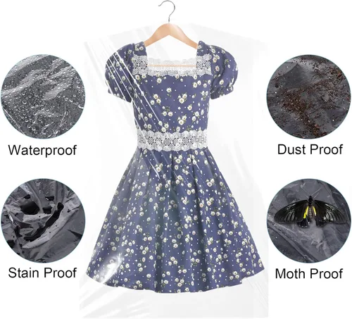 Miniatura 3 de 40 bolsas de limpieza en seco para colgar ropa, bolsas de plástico transparente de 23.6 x 47.2 in, fundas protectoras de ropa, bolsas de ropa