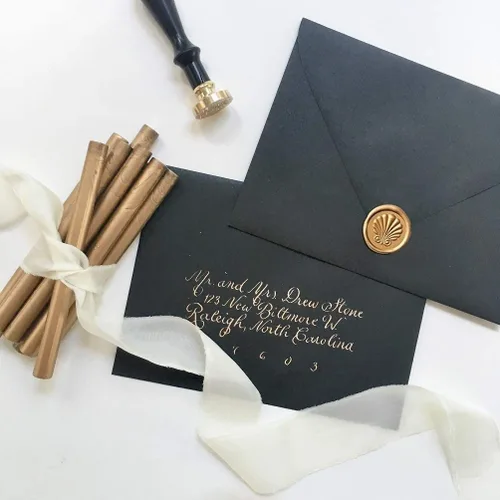 Miniatura 4 de UNIQOOO Mavailable - Varillas de cera para sellar con pistola de pegamento para sello de cera, dorado antiguo metálico, ideal para invitaciones