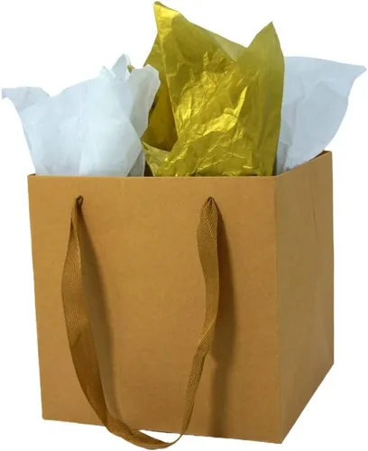 Miniatura 12 de JUNESHE Bolsas de regalo cuadradas pequeñas con papel de seda, color negro, paquete de 2, 5.9 pulgadas Bolsas de papel con asas para cumpleaños