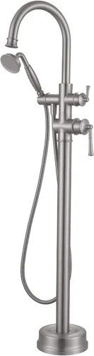 Grifo de bañera independiente, antiguo, níquel cepillado (B2311-BN) | H59-1 Latón sólido premium, alto flujo 6.6 GPM, estilo elegante y vintage