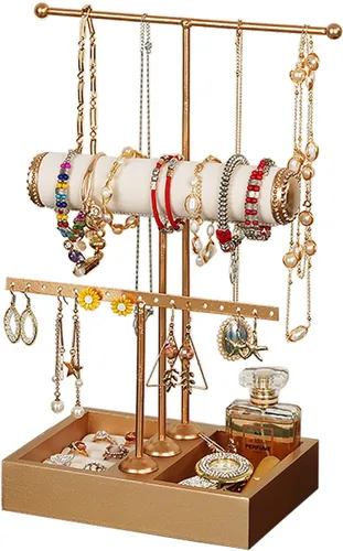 Organizador de joyas de 3 niveles para colgar, organizador de joyas para aretes, collares, pulseras, anillos, perfumes, caja organizadora de