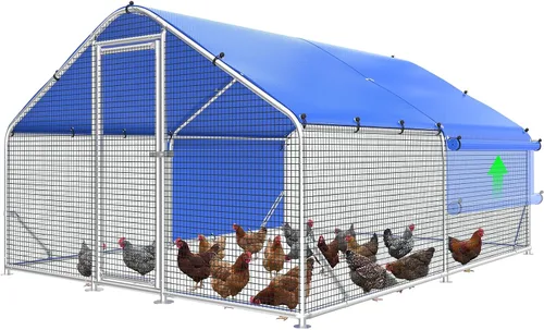Miniatura 13 de Sino Luban Gallinero grande de metal para 10 pollos/patos, corridos de pollo para patio con cubierta impermeable, recinto de pollo al aire libre