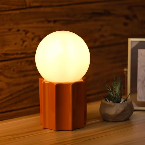 Miniatura 5 de Lámpara de mesa moderna de cerámica, base de cerámica caqui, bola redonda de jade blanco, acento de vidrio de cristal