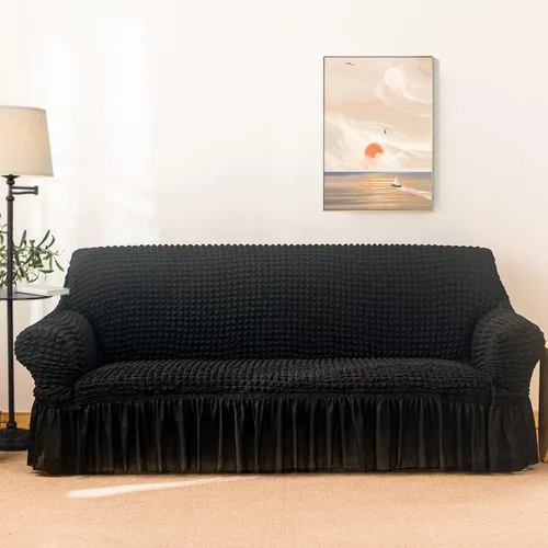 Miniatura 5 de Qubjus Funda Elástica para Sofá Fundas para Sofá Lavables Funda para Sofá Sillón Cama Protector de Muebles de Fácil Ajuste con Parte Inferior Beige
