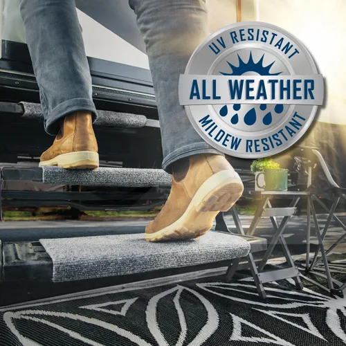 Miniatura 6 de Camco Alfombra Envolvente para Escalones de RV - para Escalones Manuales y Eléctricos de RV - Instalación Fácil, No Requiere Herramientas - Se