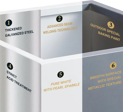 Miniatura 6 de Wallowa Maceta Metálica Pesada para Exteriores o Interiores, Sin Ensamblaje y Sin Costuras, Maceta Cuadrada Grande, Maceta Cúbica para Árboles