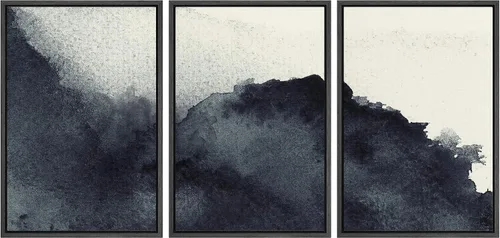 Miniatura 48 de NWT Lienzo enmarcado para pared, juego de arte en acuarela pastel, bosque de montaña oscura, naturaleza silvestre, ilustraciones de arte moderno