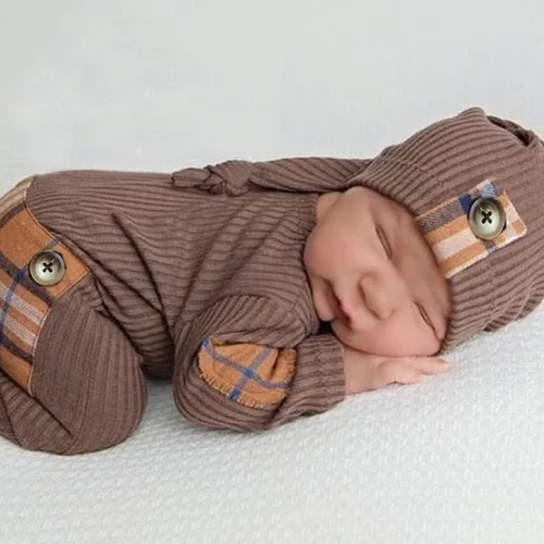Miniatura 4 de Moda recién nacido niños niñas bebé sesión de fotos accesorios trajes ganchillo ropa sombrero de cola larga pantalones accesorios de fotografía