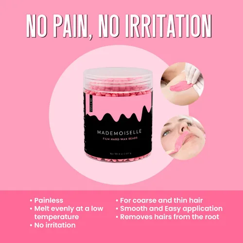 Miniatura 2 de Miss Cire Cuentas de cera dura rosa, depilación sin dolor, no necesita tiras, bajo punto de fusión, textura cremosa, para cara y cuerpo, para piel