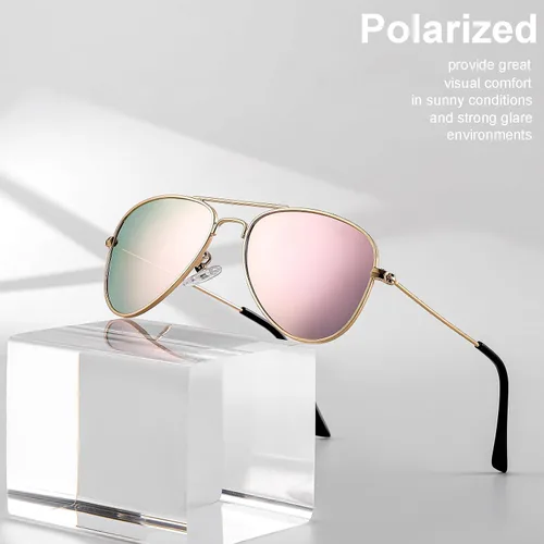 Miniatura 66 de Gleyemor Lentes de sol polarizados estilo aviador para niños y niñas, jóvenes, adolescentes, dos tamaños de 1.969 in y 2.047 in
