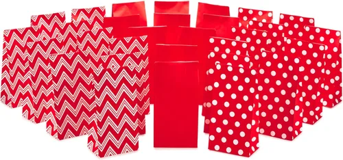 Miniatura 4 de Hallmark Bolsas rojas para obsequios de fiesta y golosinas envueltas, diseños variados