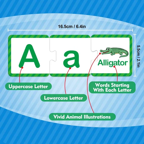 Miniatura 4 de Kasfalci Tarjetas flash de rompecabezas del alfabeto, 78 tarjetas ABC para niños, juguetes de aprendizaje del alfabeto para niños pequeños, regalos