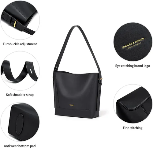 Miniatura 6 de Cnoles Bolso de mano de cuero para mujer, bolso de mano, bolso de hombro Hobo