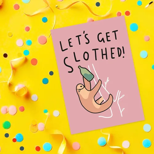Miniatura 5 de Funny Animal Themed Birthday Cards Quirky Illustrated Animal Themed Birthday Cards For Friends and Family (Let's Get Slothed Birthday Card)