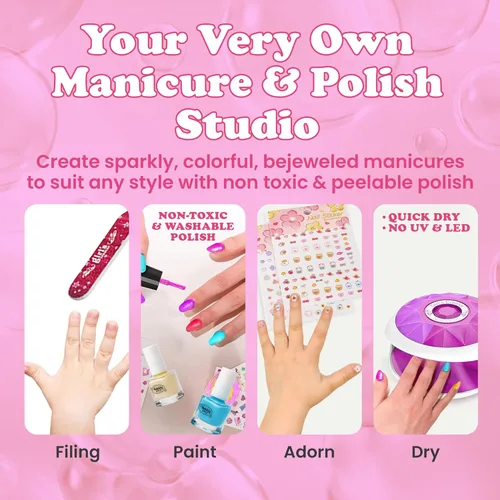 Miniatura 6 de Kit de día de spa para niñas, más de 42 piezas de juguetes de spa con spa de pies en cascada, kit de spa de uñas, accesorios de pedicura y manicura