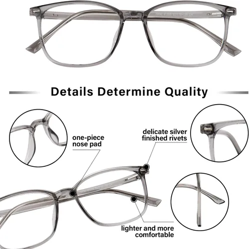 Miniatura 4 de FONHCOO Gafas de bloqueo de luz azul para mujeres y hombres, TR90, marco de moda, gafas de luz azul para computadora Gris