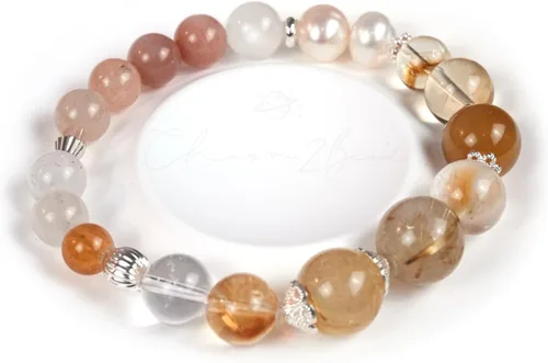 Miniatura 50 de Precious Gemstone Natural Crystal Healing Bracelet, Rutilated Quartz, Moonstone, Quartz Handmade Original Design Bracelet
