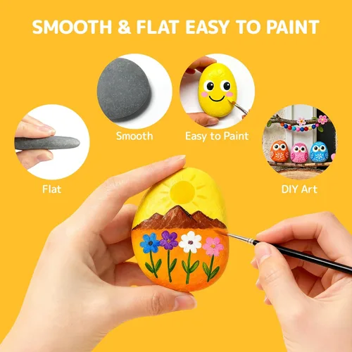 Miniatura 4 de Simetufy 25 rocas para pintar, pintura de rocas de río, piedras planas y lisas para pintar, piedras naturales seleccionadas a mano para pintar