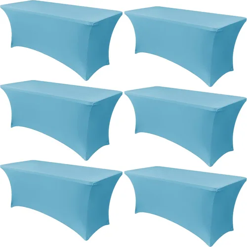 Miniatura 13 de Obstal Paquete de 6 Fundas de Mesa Elásticas de Spandex para Mesas de 6 Pies - Mantel Rectangular Universal Ajustado de 6 Pies Protector para Bodas
