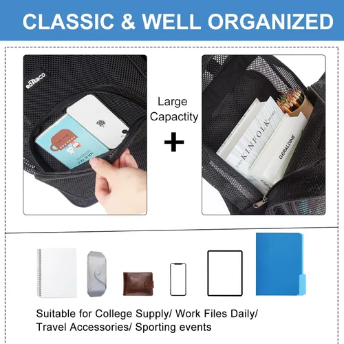 Miniatura 5 de Edraco Mochila de malla resistente, mochila transparente, bolsa de malla para libros, Negro -, Estilo 2