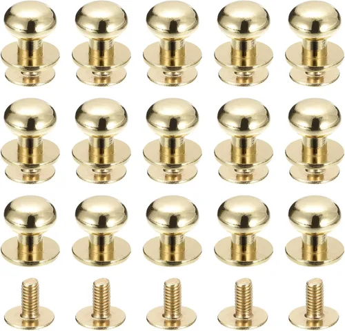 Miniatura 33 de uxcell Remaches de cabeza de bola de 0.157 pulgadas (0.157 in), tornillo trasero, paquete de 15 remaches de pezón de botón de cabeza redonda