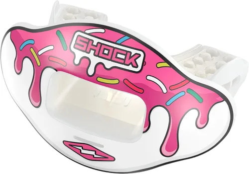 Miniatura 8 de Shock Doctor Protector de labios, protector bucal para adultos y jóvenes con correa, boquilla de fútbol transpirable de apertura ancha para jóvenes