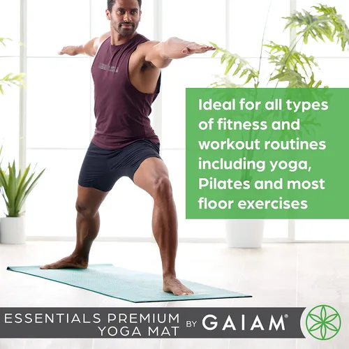 Miniatura 6 de Gaiam Essentials 1/4" Thin (6mm) Yoga & Pilates, Fitness & Exercise Mat with Easy-Cinch Carrier Strap Cusion Support For Fitness and Gym Workouts