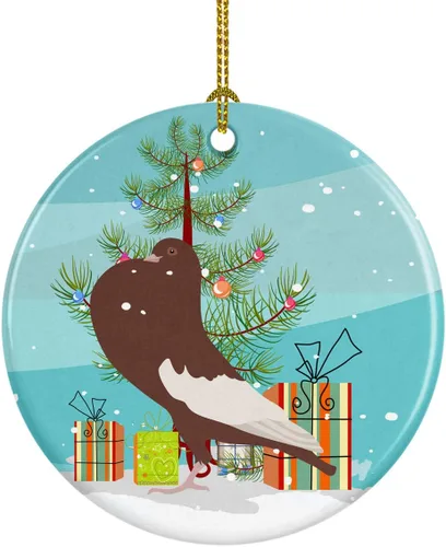 Miniatura 35 de Caroline's Treasures Adorno de cerámica de Navidad pintado o de codorniz chino, decoración colgante de árbol de Navidad verde azulado para el hogar