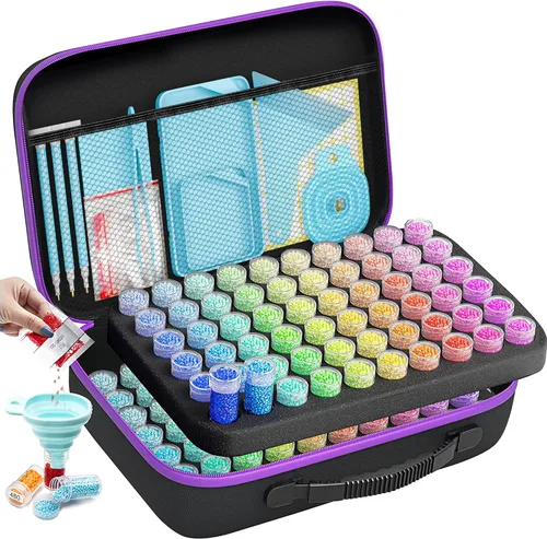 Miniatura 28 de ARTDOT Contenedor de almacenamiento de 30 ranuras para kits de arte de diamantes para adultos, cajas de almacenamiento portátiles de cuentas
