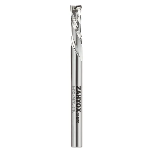 Miniatura 7 de Zahyox Broca de fresadora en espiral de vástago de 1/4 pulgadas, compresión arriba y abajo, carburo sólido, fresadora CNC recta para madera, 1/4