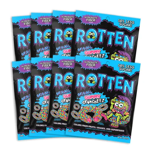 Miniatura 16 de Rotten Original Gummy Cruncheez - Bajo en azúcar, bajas calorías, 5g de fibra prebiótica amigable para el intestino, dulce sin gluten, sin