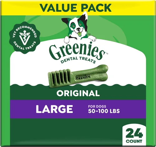 GREENIES - Golosinas naturales originales para la salud dental de perros grandes, 36 onzas Paquete (24 golosinas)