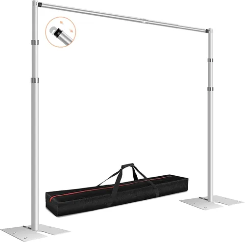 FUDESY Kit de Soporte de Telón de Fondo con Tubo y Tela, Soporte de Telón de Fondo Resistente de 8.6x10 pies con Marco Ajustable de Fondo con Base