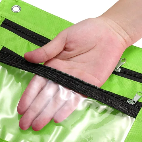 Miniatura 4 de PATIKIL Estuche expandible para lápices de 3 anillos, 1 paquete de tela Oxford de gran capacidad con cremallera, estuche para oficina y hogar