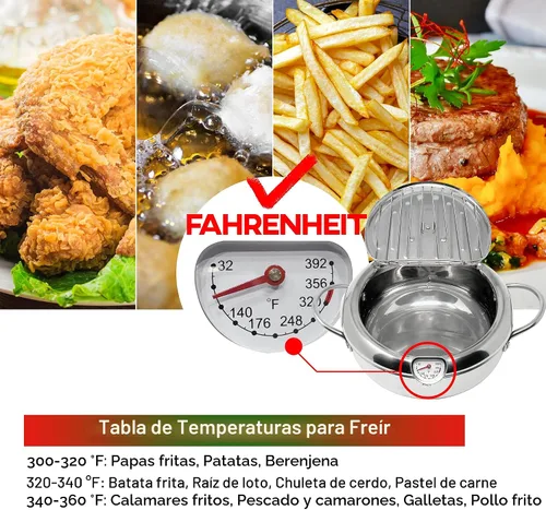 Miniatura 2 de Saltlas Olla Freidora Profunda (°F), 11"/4.4Qt (4.2 L) Olla de Freír Tempura Extra Grande con Tapa, Olla de Freír de Acero Inoxidable 304