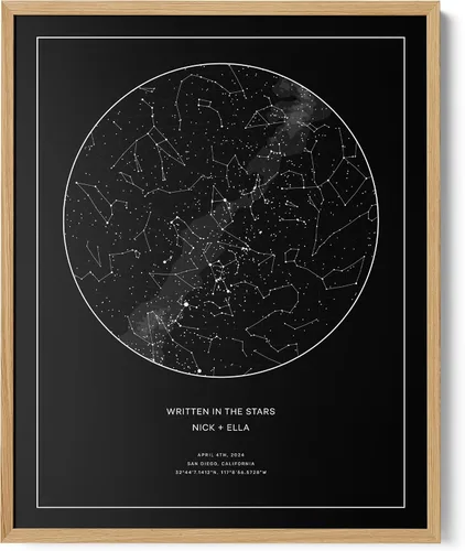 Miniatura 13 de CELESTORY Mapa de estrellas personalizado enmarcado con impresión nocturna del cielo, mapa de constelación, carta estelar, regalo de arte de pared