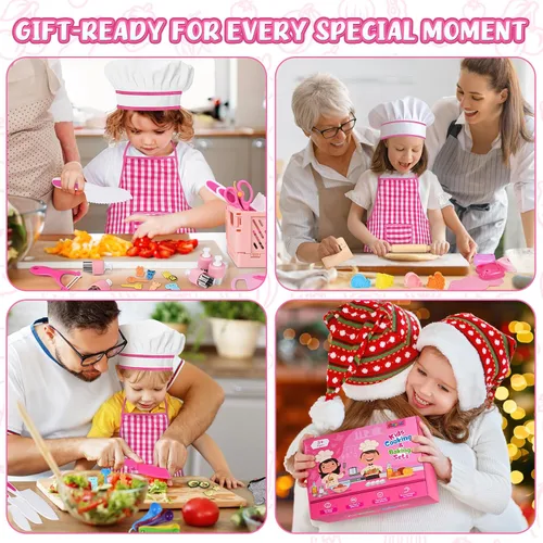 Miniatura 6 de Juego de Cuchillos para Niños para Cocina Real: Juego de Cocina para Niños de 48 Piezas, Juegos de Cocina para Niños Reales con Delantal y Canasta