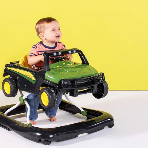 Miniatura 2 de Bright Starts John Deere 4 en 1 Gator Green Centro de actividades para bebés y andador de empuje con volante interactivo extraíble, juguete de 6