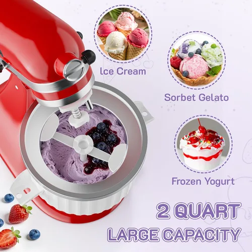 Miniatura 3 de Accesorio para máquina de helados KitchenAid para batidora de pie, se adapta a mezcladores KitchenAid de 4.5 cuartos de galón y más grandes, tazón