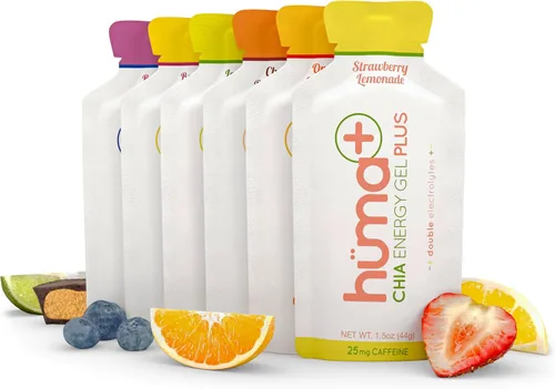 Miniatura 14 de Huma Plus (Electrolitos Dobles) Gel Energético de Chía, Paquete Variado - Amigable con el Estómago, Geles Energéticos de Alimentos Reales