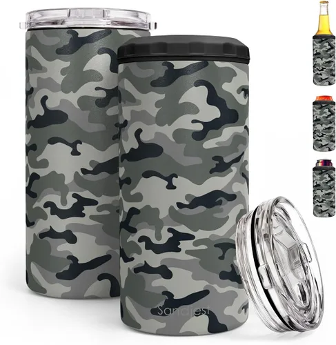 Miniatura 29 de SANDJEST Regalos para Papá Bonito de Bonus - Vaso de 12oz de la Hijastra, el Hijo - Diseño 4 en 1 Vaso de Papá Paso Aislante Enfriador de Latas