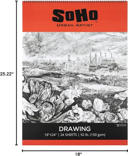 Miniatura 7 de SoHo Urban Artist Bloc de dibujo de tapa blanda, 18 x 24 pulgadas, 92 libras (5.29 oz/m²), cuaderno de bocetos de medios mixtos, 24 hojas de doble