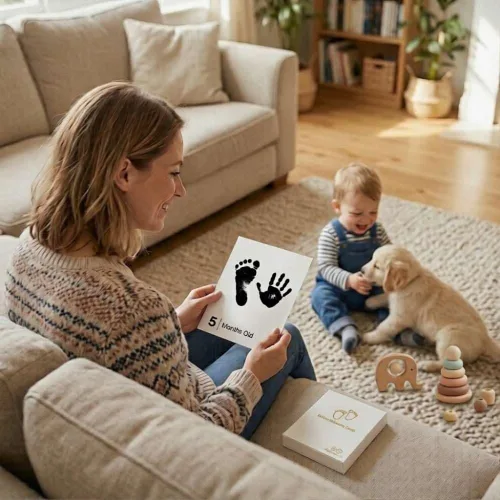 Miniatura 4 de Tarjetas de hitos sin tinta para bebé, kit de fundición a mano, kit de huellas de manos y huellas de tinta para perros o gatos, kit de huellas