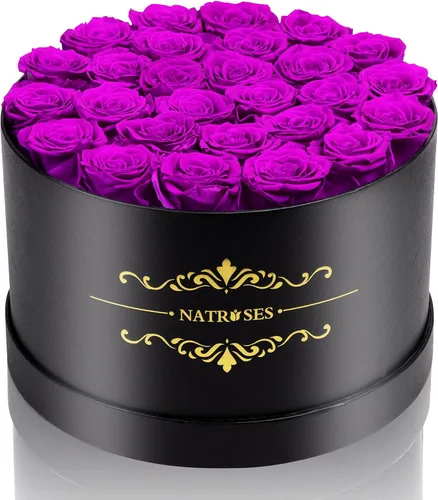 Miniatura 10 de NATROSES 27 Rosas Preservadas para Siempre en una Caja, Flores Preservadas para Entrega de Cumpleaños, para Mamá, Buttermilk Suero de mantequilla